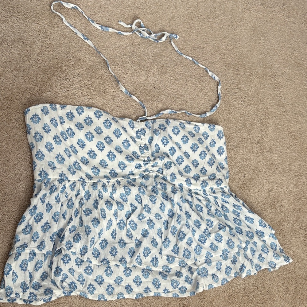 Hollister Blue and White Patterned Camisole
